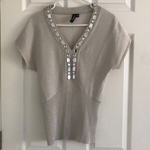 Silver Shimmer Bedazzled Top